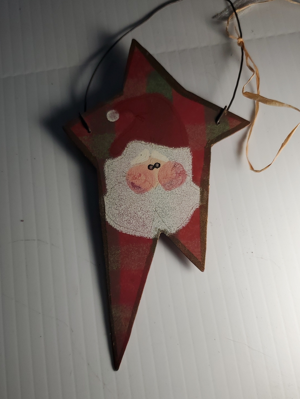Holiday Star Santa Ornament - Red